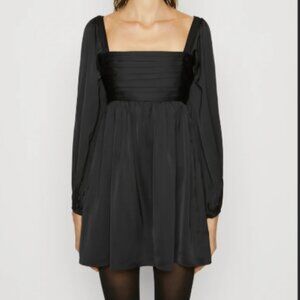 A&F - Emerson Satin Long Sleeve Mini Dress - Black - Size M